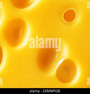 Cheese background close-up. Holes in yellow cheese Stock Photo