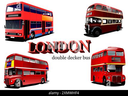 London double Decker  red bus. Vector 3d illustration Stock Vector