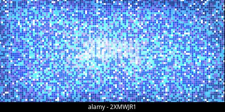 Disco ball pattern. Blue square mosaic backdrop. Night club background with mirror foil texture. Vector illustration of vintage abstract shining Stock Vector