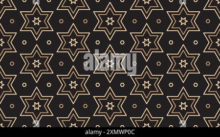 Seamless pattern geometric gold stars background Stock Vector