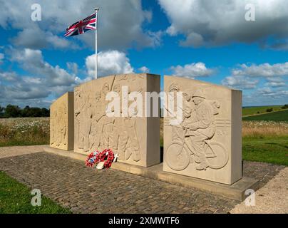 Carved stone memorial to the 10th Battalion Parachute Regiment erected near Burrough on the Hill and Somerby, Leicestershire, England, UK Stock Photo