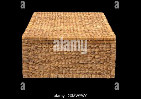 wicker box isolated on black background  with clipping path Stock Photo