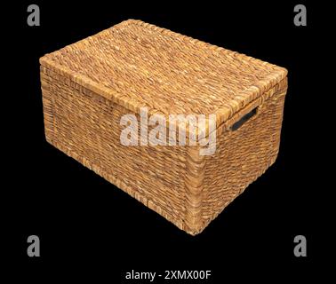 wicker box isolated on black background Stock Photo
