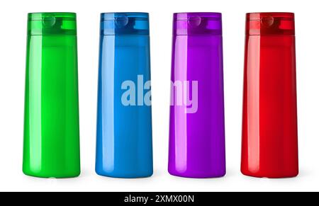 Set of Plastic bottles shampoo isolated on white background Stock Photo
