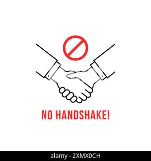 red and thin line no handshake icon Stock Vector