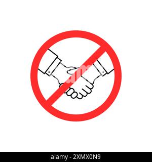 red handshake ban with thin line hand Stock Vector