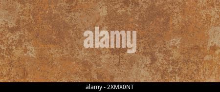 Rusty metal background. Rust texture. Orange red brown abstract background. Bright rough textured background. Wide banner. Panoramic. Stock Photo