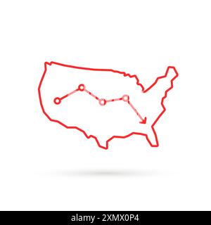 decline population or economy with map Stock Vector