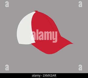 Vector illustration of red and white cap on grey background Stock Vector