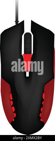 Vector illustration of wireless mouse of black and red color Stock Vector