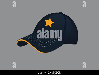 Vector illustration of blue cap with star sign on front Stock Vector