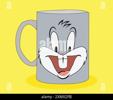 Vector illustration of micky mouse mug ceramic cup in mickey mouse face shape Stock Vector