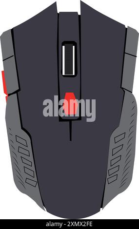 Vector illustration of wireless mouse for laptop in black and red color Stock Vector