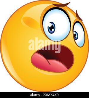 Horrified emoji emoticon looking back Stock Vector