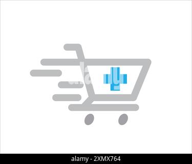 shopping cart for medicines as a form of health service logo designs Stock Vector