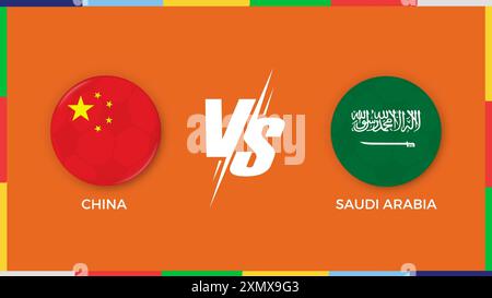 china vs Iraq  republic flag in circle for sports banner. vector illustrator Stock Vector