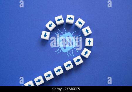 The process of transition to the use of artificial intelligence AI. Development and mastery of new innovative technologies. New industrial revolution. Stock Photo