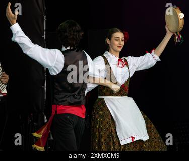 Istanbul, Turkey June 06 2024: Sicilian folk dance group dancing in their traditional costumes at the cultural festival in Istanbul Stock Photo