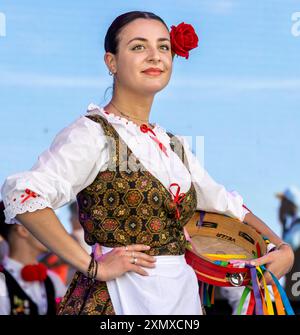 Istanbul, Turkey June 06 2024: Sicilian folk dance group dancing in their traditional costumes at the cultural festival in Istanbul Stock Photo