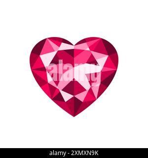 Heart shaped ruby. Colored flat icon. Vector illustration isolated on white background Stock Vector