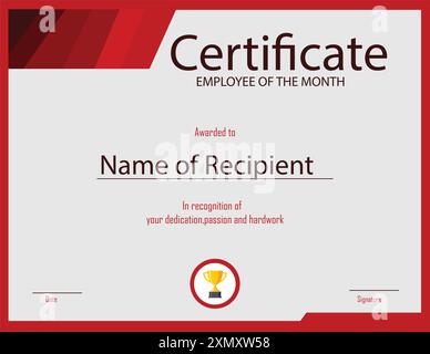 Employee of the month - certificate template vector illustration Stock ...