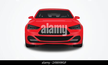 Vector illustration of image of red car  in a front view. Stock Vector