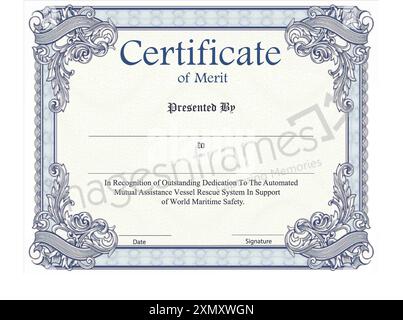 Vector illustration of printable merit certificate template. Stock Vector