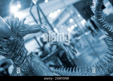 Art Object printed on 3D printer. Model prototype of art object printed on 3D printer from molten plastic on table. FDM 3D printing technology. New modern additive technologies Stock Photo