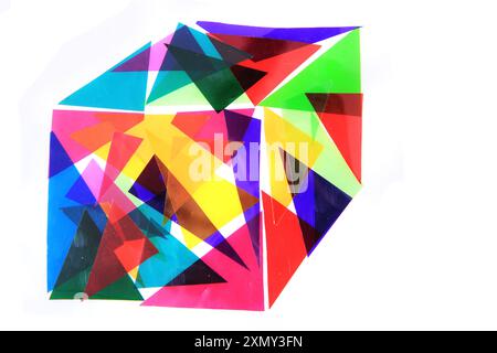 cube from abstract color triangles isolated on white background Stock Photo
