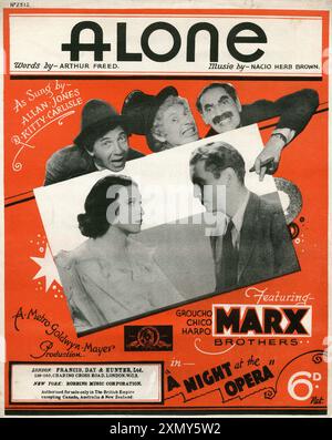 Music cover, Alone, Marx Brothers Stock Photo