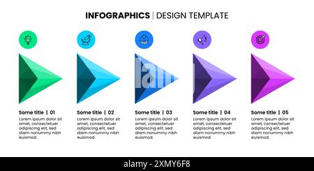 Vector infographic template. Five arrows with icons and labels ...