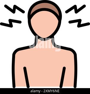 Headache color icon. Body and pain, head pain sign. Stress or anxiety simple sign. Isolated vector element. Stock Vector