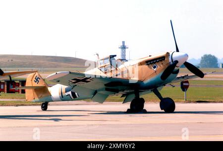 Hispano HA.1112-M1L Buchon G-AWHE / Black 1 Stock Photo