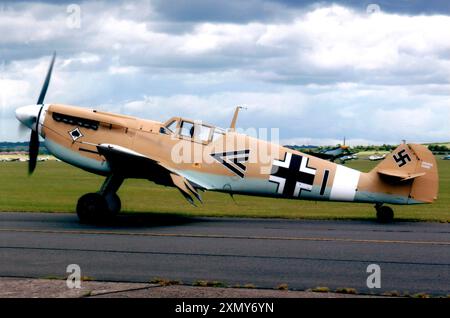 Hispano HA.1112-M1L Buchon G-AWHE / Black 1 Stock Photo