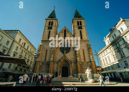 15 March 2024, Sarajevo, Bosnia and Herzegovina: Sacred heart Cathedral - famous religious landmark. High quality photo Stock Photo