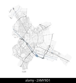 Map of Reims, France. Detailed city vector map, metropolitan area ...
