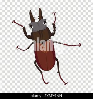 Brown Stag Beetle with Hard Shell Stock Vector