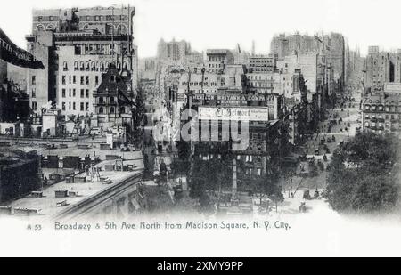 Broadway and 5th Avenue North from Madison Square - New York Stock Photo