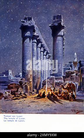 Bedouin camp, Grand colonnade, Temple of Luxor Stock Photo