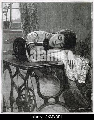 Exhausted dressmaker 1890 Stock Photo