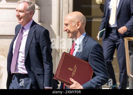 London, UK. 30th July, 2024. Admiral Sir Tony Radakin, Chief of the Defense Staff (left) and John Healey, Defence Secretary leave a cabinet meeting at 10 Downing Street London. Credit: Ian Davidson/Alamy Live News Stock Photo