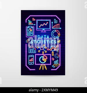 Data Statisics Neon Flyer Stock Vector