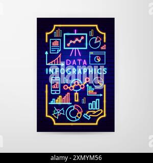 Data Infographics Neon Flyer Stock Vector