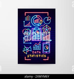 Data Statistics Neon Flyer Stock Vector