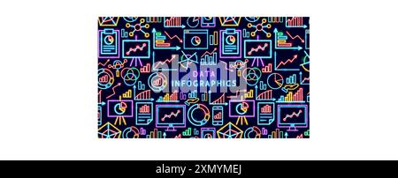 Data Infographics Neon Banner Stock Vector