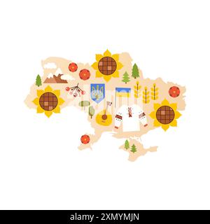 Ukraine Map Symbols Stock Vector