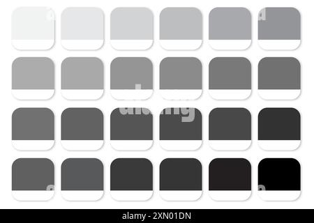 Gradient color palette. Shades of gray. Monochrome tones. Vector swatches. Stock Vector