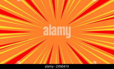 Dynamic burst orange red background. Exploding sunburst vector background. 16:9 dimensions size ratio. Stock Vector