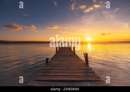 Sunset Over the lake Stock Photo