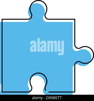 Puzzle piece icon, blue part of puzzle outline symbol. Vector illustration with editable stroke Stock Vector
